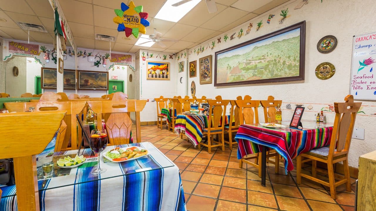 A set table in the Oaxaca dining room